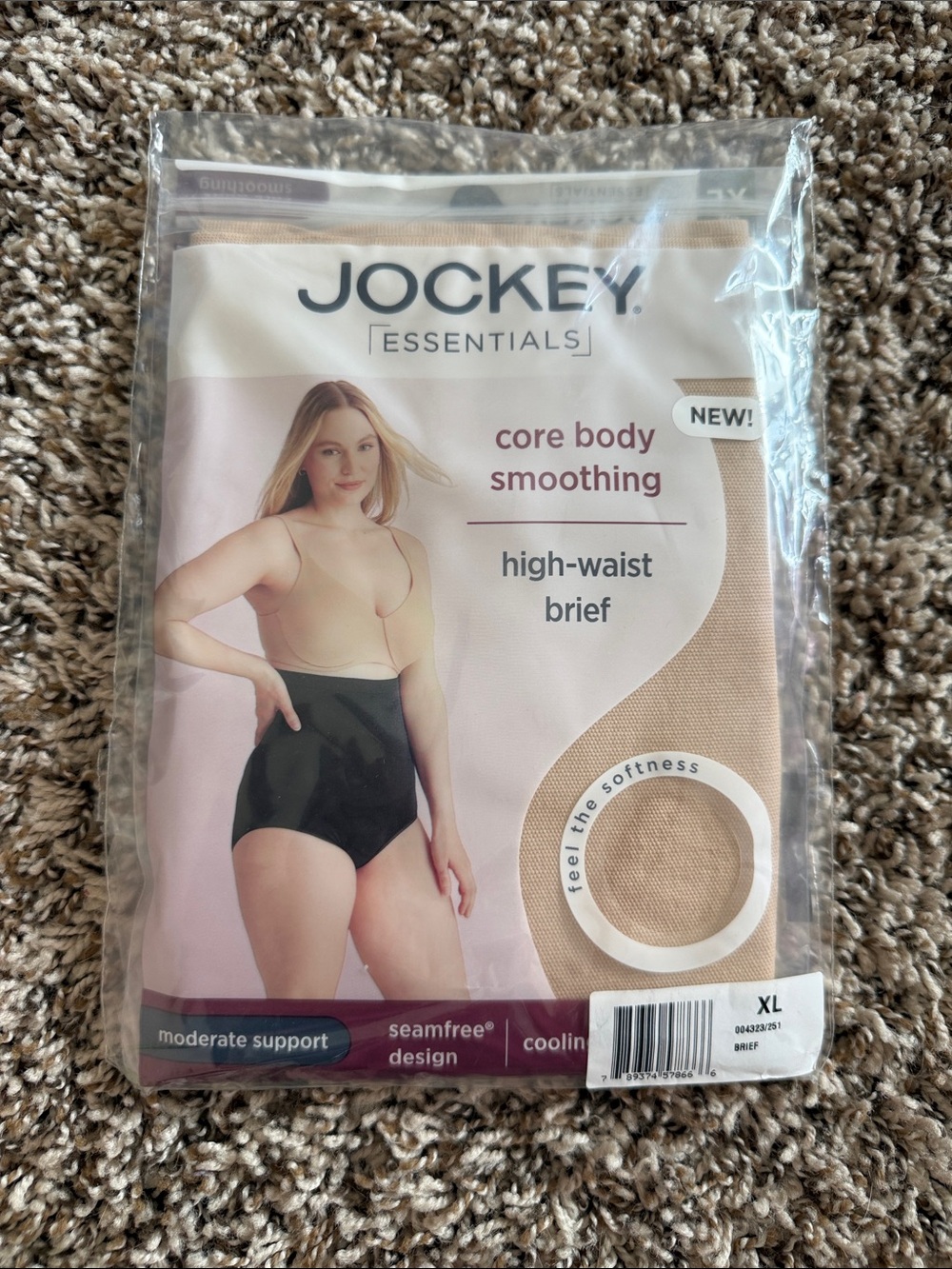 Jockey Essentials High-Waist Smoothing Brief in Beige